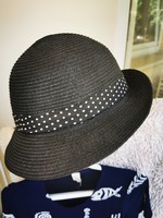 Elegant black straw hat,