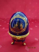 Faberge type porcelain egg, height 7.5 cm. Moscow inscription, gilded. He has! Jókai.