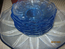 Vintage blue glass salad compote set