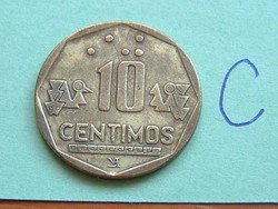 PERU 10 CENTIMOS 1994 LIMA (Braille) Sárgaréz #C