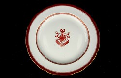 Burgundy serving tray with an English flower basket pattern