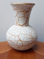 Yellow gold cracked matte glaze retro vase without markings