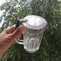 Austrian WMF, master marked, Mug with silver-plated cap! Albert Köhler Vienna, Art Nouveau