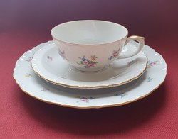 Kahla német porcelán reggeliző szett 3 részes (csésze, csészealj, kistányér) kávés teás
