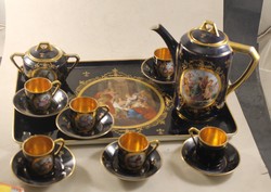 Német porcelán barokk kávéskészlet tálcával 135