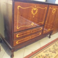 Inlaid polished wooden chest of drawers, small chest of drawers.