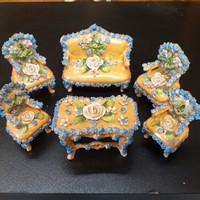 Alt Wien baroque porcelain mini furniture set.