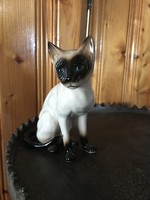 Sziámi cica macska porcelán szobor figura