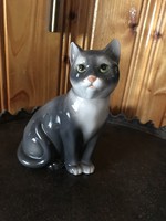 Porcelán cica figura macska szobor