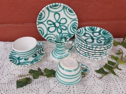Gmundner  Keramik zöld  12 db-os kerámia szett, kistányér ,gyertyatartó csészék csésze nosztalgia