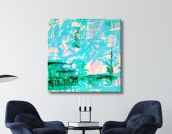80x80 cm - Vörös Edit: Green Passion Modern Abstract