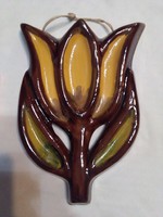 Kerámia falidísz - tulipán forma