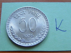 INDIA 50 PAISE 1976 Réz-nikkel diamond: (B), (Mumbai, Bombay) #K