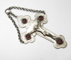 Antique silver crucifix pendant, 18th century.
