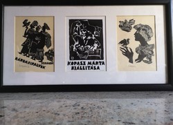 Kopasz Márta retro linó metszet