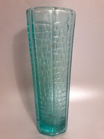 Turquoise green retro glass vase