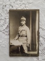 FOGLALT Máténak!!! Antik magyar vizitkártya/keményhátú műtermi fotó, fiatal katona, Becske Veszprém