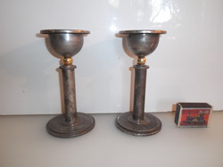 Candle holder - 2 pcs - silver-plated - gold-plated - old - 15 x 8 cm - perfect