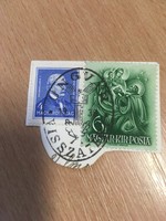 1938 Ungvár visszatért bélyegzés képeslap kivágáson .