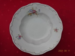 Zsolnay porcelain deep plate, flower pattern, feathered, diameter 24 cm. He has!