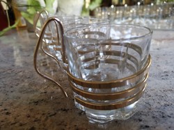 Retro coffee and cappuccino glasses in an aluminum spiral holder