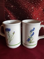 Botanical, herbal porcelain mug, 1 pc blue flower