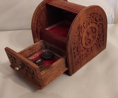 Wooden box, sewing box with roller shutter drawer, for desk, special. Gifts, decoration, use.