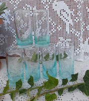 Retro röviditalos pohár  repesztett Gyönyörű türkisz Fátyolüveg fátyol karcagi berekfürdői üveg