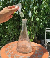 Cut glass antique bottle for wine or liqueur, engraved glass!