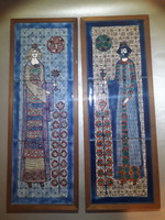 Old edition - king and queen - ceramic tile picture pair of wall ornaments marked original flawless