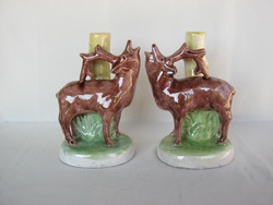 Deer figural retro industrial artist ceramic lamp pair of lamps 2 pcs