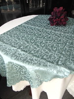 Álomszép elegáns olajfazöld selyemdamaszt asztalterítő 136 x 280 cm ! ovális