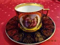 Victoria porcelain Austria, antique tea cup coaster, cobalt blue base with gold decoration. He has!