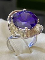 Lenyűgöző Art-deco stílusú ezüst gyűrű király kék cirkónia kővel