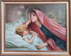 Zdeněk Máčel : Madonna gyermekével - eredeti olajfestmény