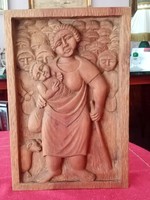 Marked, original African wood carving - wall picture - I also recommend it for Mother's Day!!