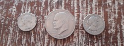 3 metal dollars, washington quarter 1984, eisenhower one 1971 and susan b. Anthony one dollar 1979