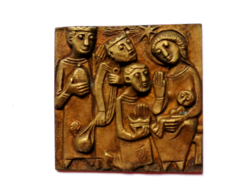 Régi bronz "Három királyok Bethlehemben"  3.