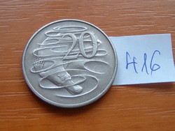 AUSZTRÁLIA 20 CENT 1966 Royal Mint, Llantrisant, Réz-nikkel, KACSACSŐRŰ EMLŐS, Elizabeth II #416