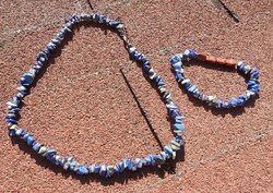 Blue mineral necklace and bracelet