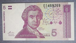 Horvátország 5 Dinara 1991 UNC