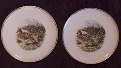2db madaras, kacsás porcelán tányér, fali tányér