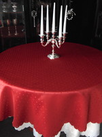 Piros selyemdamaszt asztalterítő 160 cm kerek
