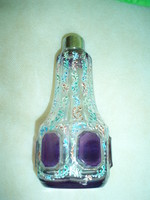 Antik művészi üveg Moser parfümtartó  tégely