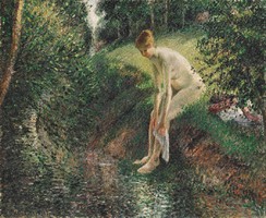 Camille Pissarro - Fürdőző nő - vászonnyomat