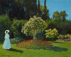 Monet, Nő a parkban - vászon print