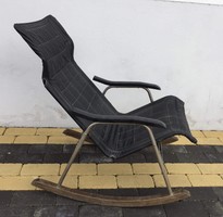 Ikonikus midcentury  japán Összecsukható bőr hinta szék, tervező:Takeshi Nii