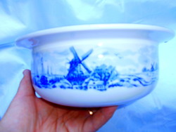 Régi német Holland mintás porcelán  pogácsás   tál- vastag, masszív darab
