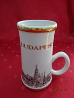 Hollóház porcelain beer mug with Budapest inscription, height 14 cm. He has!