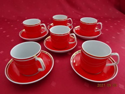 Hollóház porcelain coffee cup + placemat, six in one, red. He has!